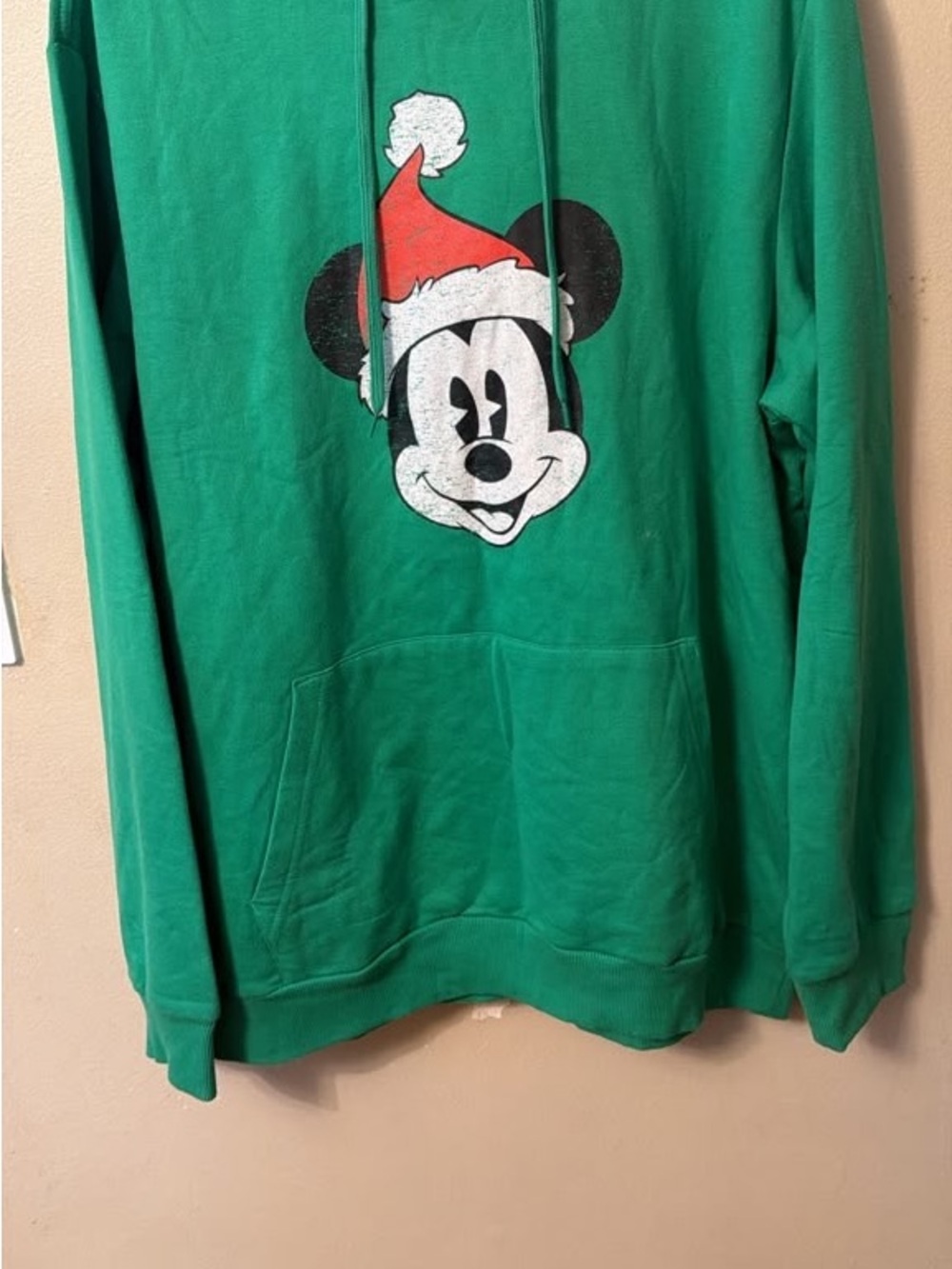 Disney Green Zip-Up Style Hoodie with Santa Mickey Graphic